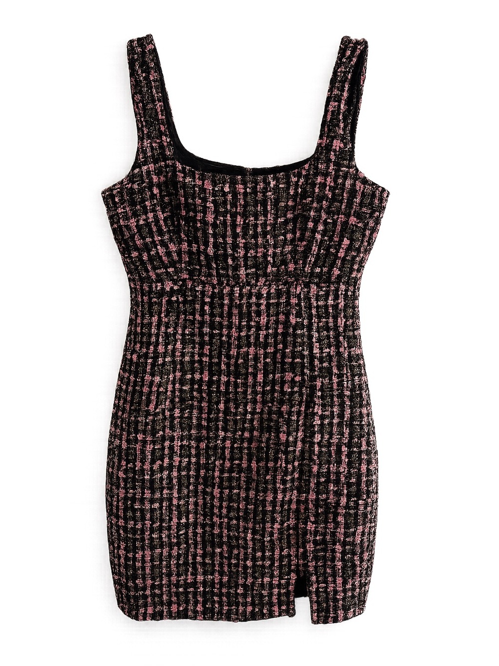 Sincerely Jules Black Pink Metallic Gold Tweed Shift Mini Dress L